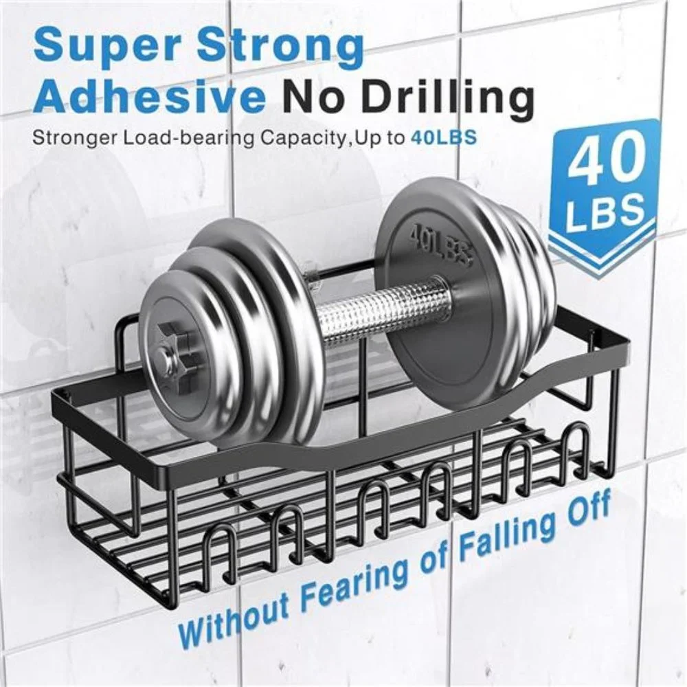 Shower Caddy 5 Pack, Adhesive Shower Organizer, No Drilling, Stainless Steel